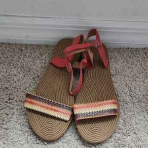 Bobbie Brooks Orange Brown Sandals with Woven Sole